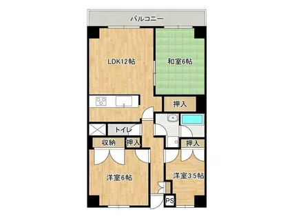 ヒルサイドヤマキビル(3LDK/3階)の間取り写真