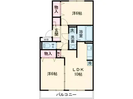 ロイヤルガーデン小佐世保C棟(2LDK/3階)の間取り写真