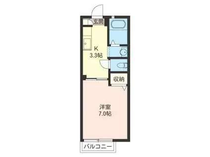 くすのきハウスB(1K/2階)の間取り写真