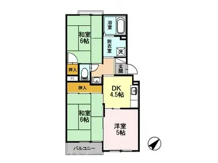 トリヴァン加守田(2DK/1階)の間取り写真