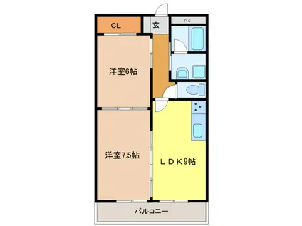 シャトレ桑名(2DK/5階)の間取り写真