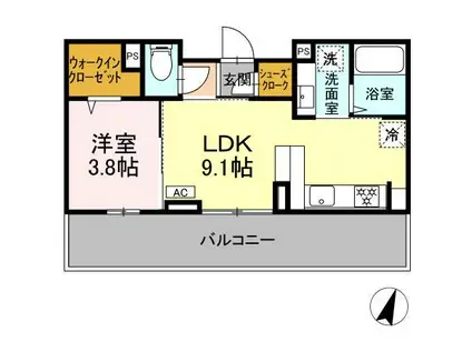 ミニョンサンクチノ(1LDK/3階)の間取り写真