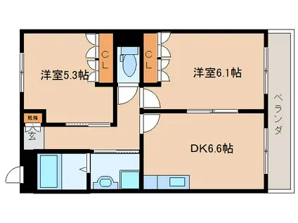 セカンド・パレス(2DK/2階)の間取り写真