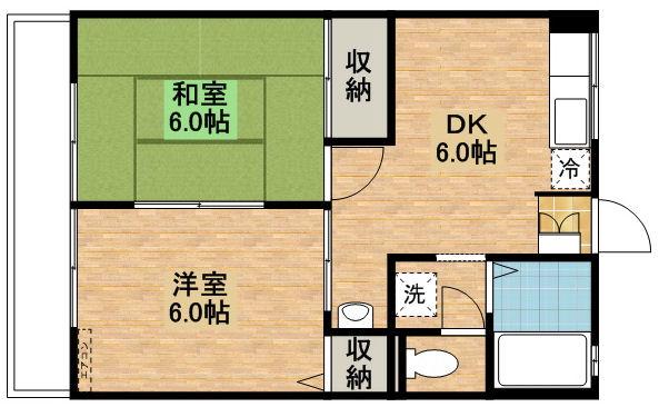 ハイエスト(2DK/2階)の間取り写真