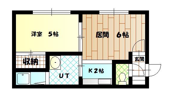 ジュネス7・3(1DK/1階)の間取り写真