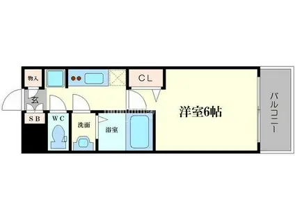 ララプレイス玉造パルク(1K/7階)の間取り写真