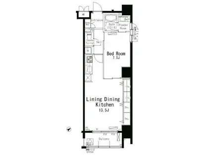 パークアクシス八丁堀(1LDK/4階)の間取り写真