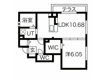 SUMIKA B棟(1LDK/1階)の間取り写真