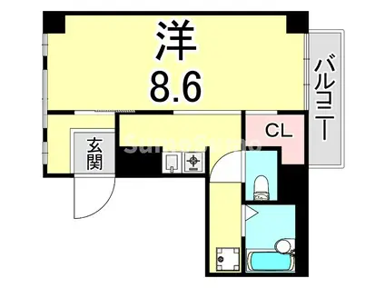 メルツ芦屋(ワンルーム/5階)の間取り写真