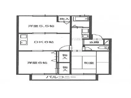 アビテ箕面A棟(3DK/2階)の間取り写真