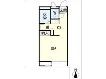 エルムヤナギ(1K/2階)の間取り写真