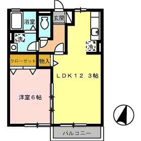 ステイトメント安宅A(1LDK/1階)の間取り写真