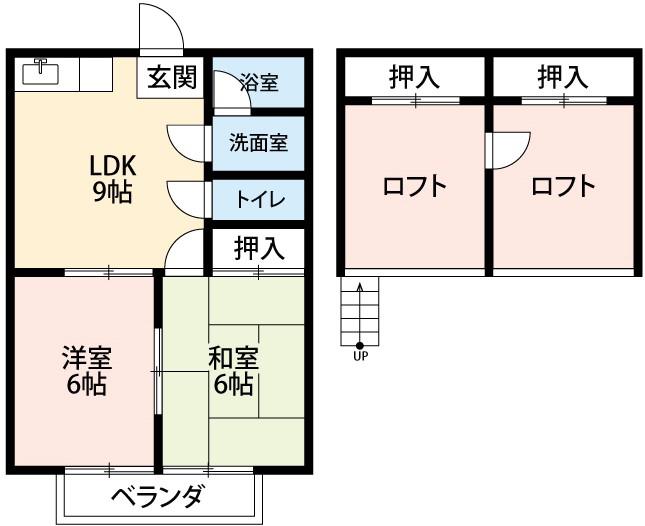 コーポラスノベルティD(2LDK/2階)の間取り写真