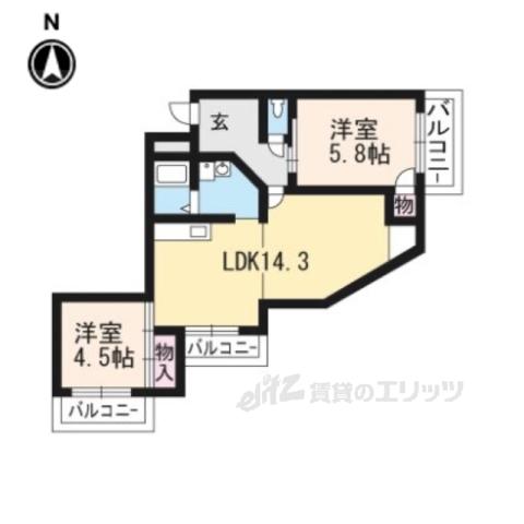 エバーグリーン嵐山(3DK/2階)の間取り写真