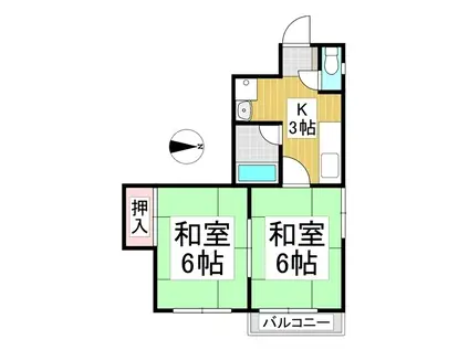 ハイツ西川(2K/2階)の間取り写真