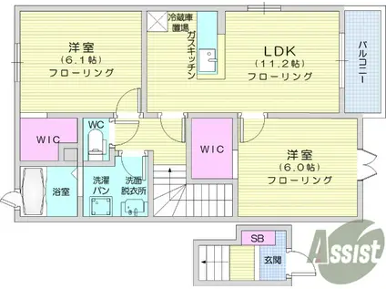 ジェントリー参番館(2LDK/2階)の間取り写真