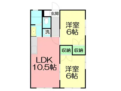 シーサイドハイムカトウII(2LDK/2階)の間取り写真