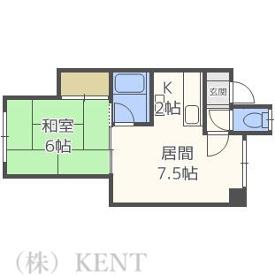 琴似グランドハイツ(1LDK/2階)の間取り写真