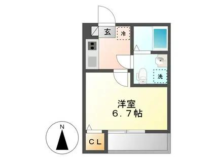 フィローネ高畑(1K/2階)の間取り写真