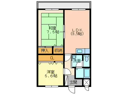 築上郡築上町大字築城232-3(2LDK/1階)の間取り写真