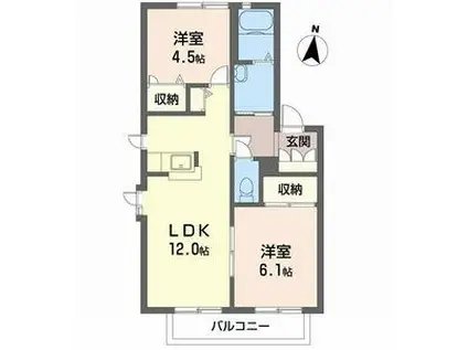 ディアス柿の木(2LDK/2階)の間取り写真