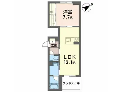 エクラソーレ(1LDK/1階)の間取り写真