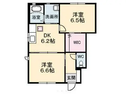 ウィングス緑井E棟(2DK/1階)の間取り写真