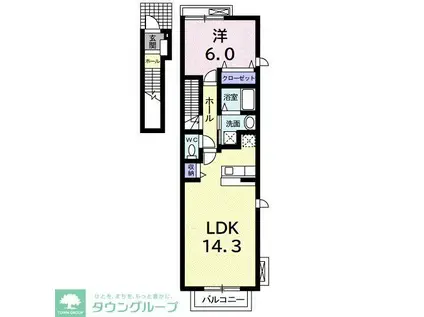 エスカレントIII(1LDK/2階)の間取り写真