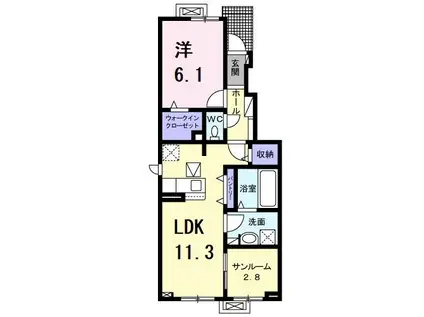 ヴィラアミング II(1LDK/1階)の間取り写真