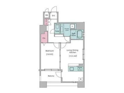 レジディア島津山(1LDK/13階)の間取り写真