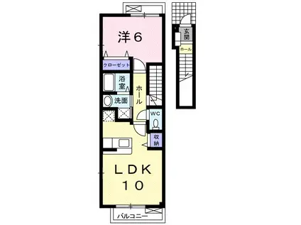 クラベール A(1LDK/2階)の間取り写真