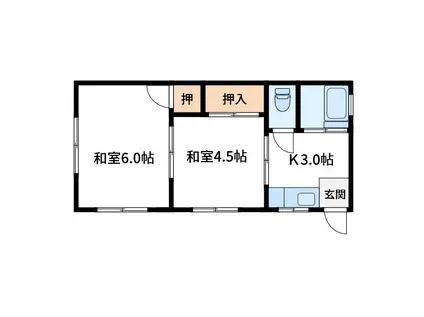 佐野南荘(2K/2階)の間取り写真