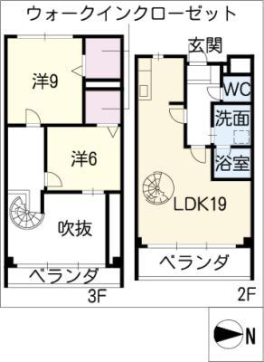 コモド覚王山(2LDK/3階)の間取り写真
