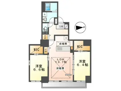 GRAND CHAINON金山(2LDK/8階)の間取り写真