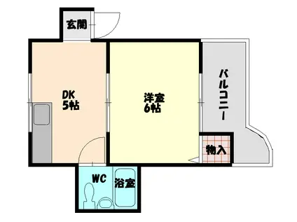 スカイハイツIII(1DK/2階)の間取り写真