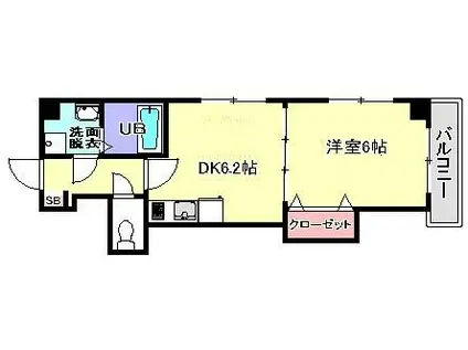 HILLS TCS(1DK/3階)の間取り写真