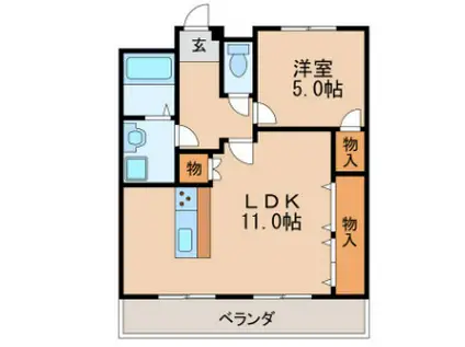 プログレスアサダ(1LDK/5階)の間取り写真