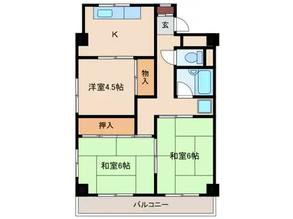 ダイアパレス三国(3DK/5階)の間取り写真