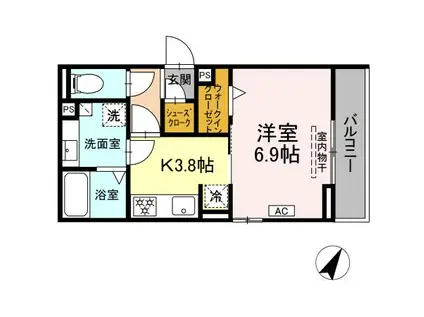 D-AVANCE池端(1K/2階)の間取り写真