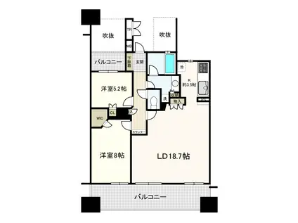 ラトリエ吉祥寺(2LDK/6階)の間取り写真