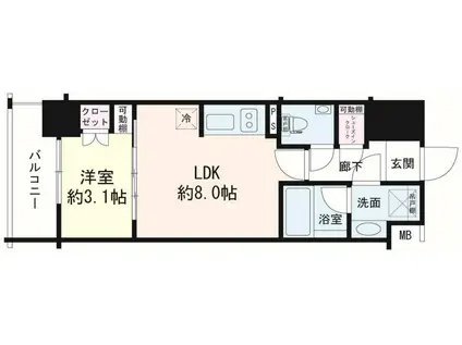 デュオステージ横浜中央(1LDK/3階)の間取り写真