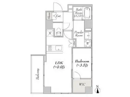 ミリア・レジデンス長原(1LDK/6階)の間取り写真