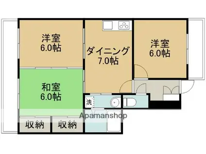 キャトル・バッキ・ガーデンA棟(3DK/1階)の間取り写真