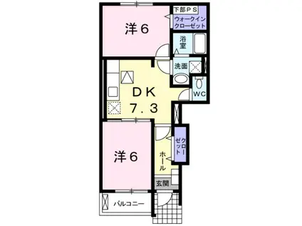 サニーハウス(2DK/1階)の間取り写真