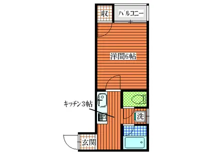 グリーンバレー102(1K/1階)の間取り写真