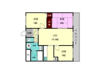 カーサフラッシュナカイ(3LDK/4階)の間取り写真