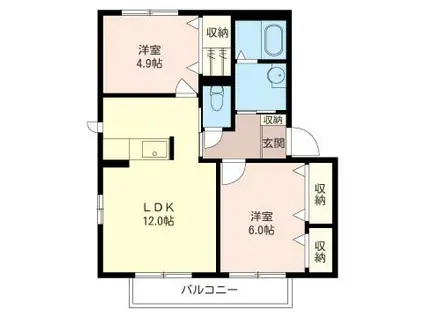 グレイスガーデンA(2LDK/2階)の間取り写真