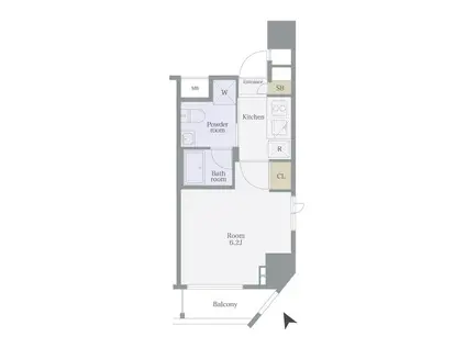 VERONA門前仲町LUSSO(1K/6階)の間取り写真