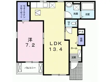 グランデュオB(1LDK/1階)の間取り写真