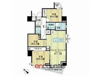 クレド茗荷谷(3LDK/6階)の間取り写真